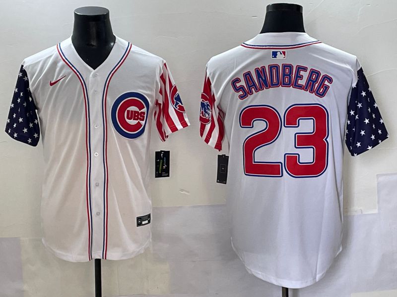 Men 2025 Chicago Cubs 23 Sandberg White a generation of national flags Joint Name Nike MLB Jersey style 2